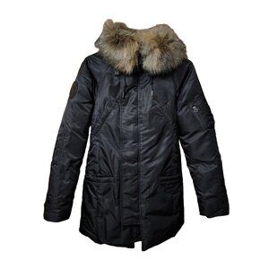 NEW $598 Polo Ralph Lauren Down Puffer Jacket! XXS Black Faux Fur Trim Hood
